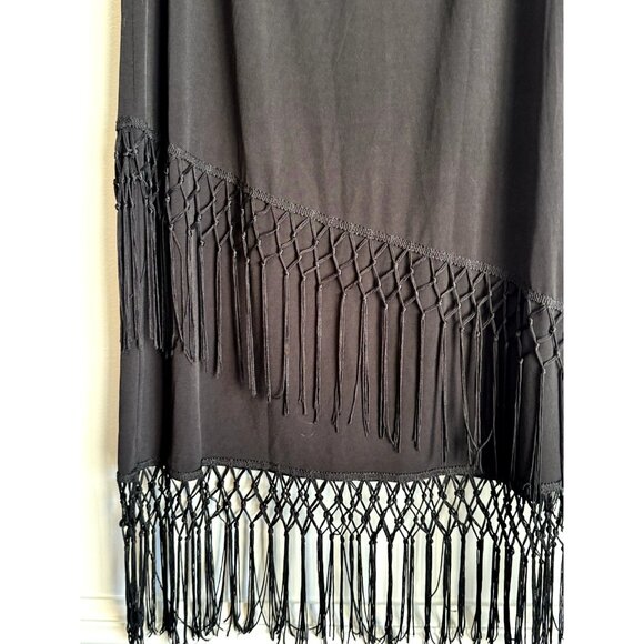 Chico's Farrah Fringe Midi Skirt Size Small Black Pull On Whimisgoth Festival - Picture 6 of 8